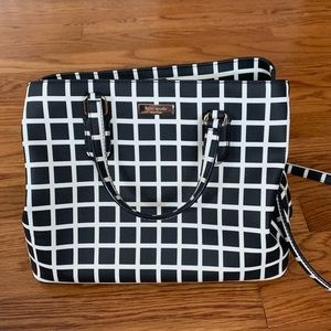 Kate Spade Evangeline Saffiano B&W Leather Satchel